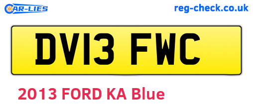 DV13FWC are the vehicle registration plates.