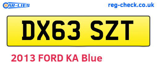 DX63SZT are the vehicle registration plates.