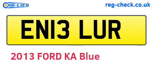 EN13LUR are the vehicle registration plates.
