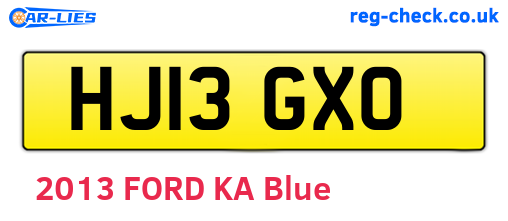 HJ13GXO are the vehicle registration plates.