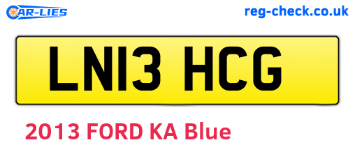 LN13HCG are the vehicle registration plates.