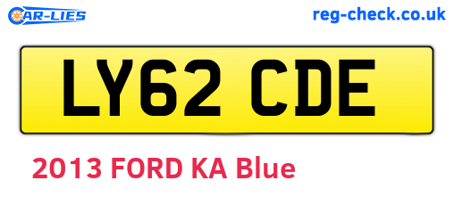 LY62CDE are the vehicle registration plates.
