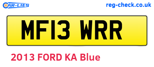 MF13WRR are the vehicle registration plates.