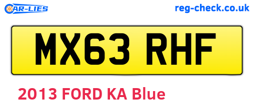 MX63RHF are the vehicle registration plates.