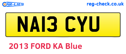 NA13CYU are the vehicle registration plates.