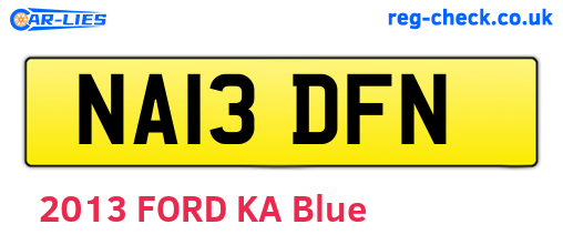 NA13DFN are the vehicle registration plates.