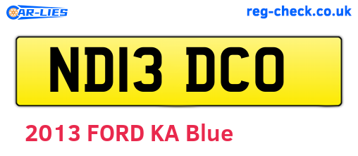 ND13DCO are the vehicle registration plates.