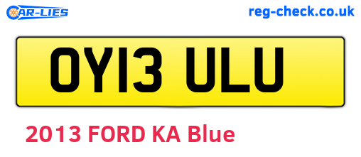 OY13ULU are the vehicle registration plates.