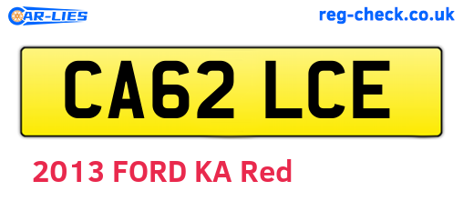 CA62LCE are the vehicle registration plates.