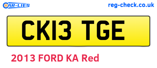CK13TGE are the vehicle registration plates.