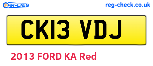 CK13VDJ are the vehicle registration plates.
