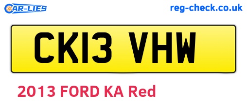 CK13VHW are the vehicle registration plates.