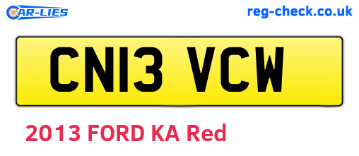 CN13VCW are the vehicle registration plates.