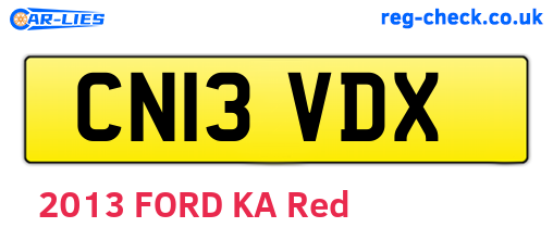 CN13VDX are the vehicle registration plates.
