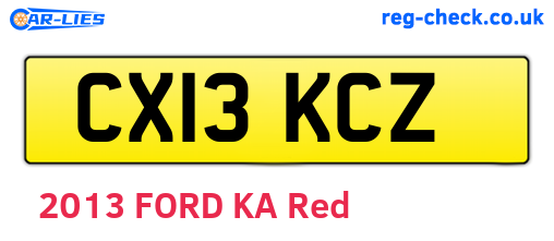 CX13KCZ are the vehicle registration plates.