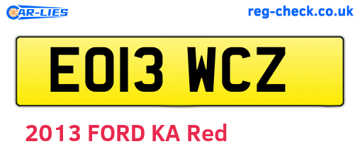 EO13WCZ are the vehicle registration plates.