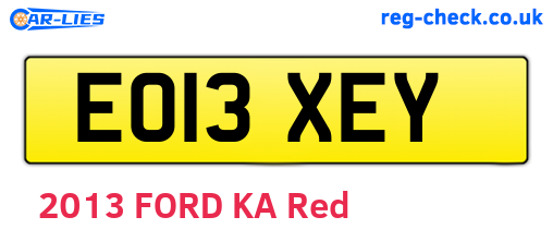 EO13XEY are the vehicle registration plates.