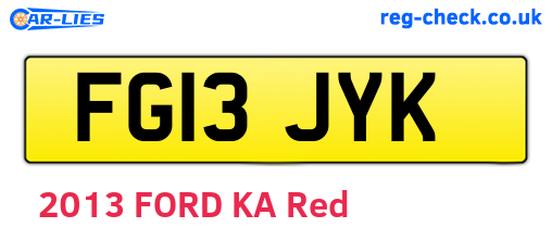 FG13JYK are the vehicle registration plates.