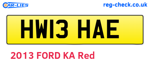 HW13HAE are the vehicle registration plates.