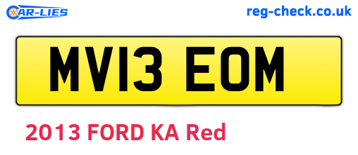 MV13EOM are the vehicle registration plates.