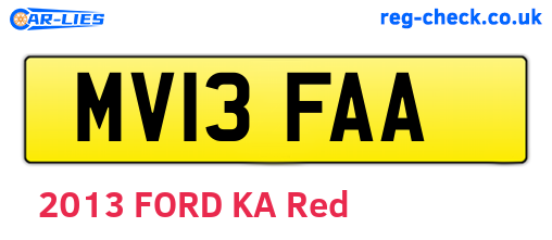 MV13FAA are the vehicle registration plates.