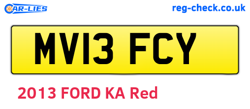 MV13FCY are the vehicle registration plates.