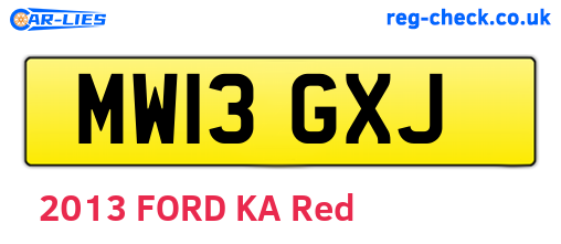 MW13GXJ are the vehicle registration plates.