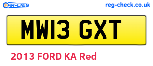 MW13GXT are the vehicle registration plates.