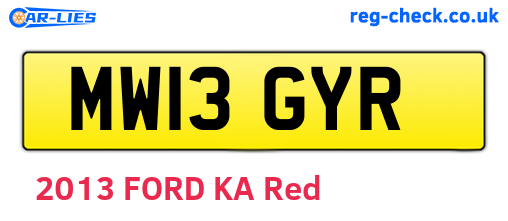 MW13GYR are the vehicle registration plates.