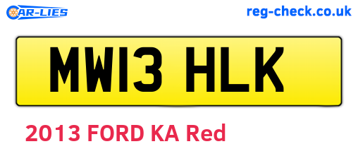 MW13HLK are the vehicle registration plates.