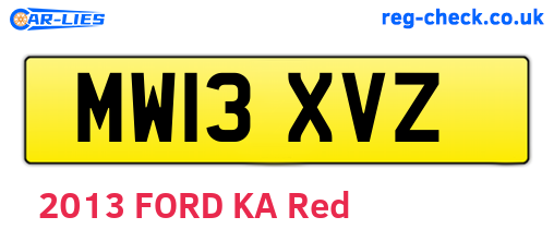 MW13XVZ are the vehicle registration plates.