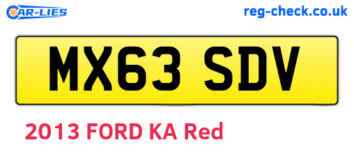 MX63SDV are the vehicle registration plates.