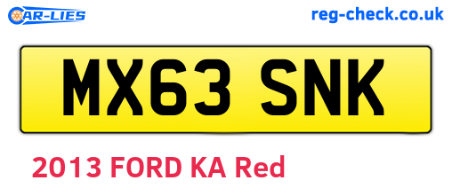 MX63SNK are the vehicle registration plates.