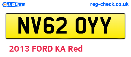 NV62OYY are the vehicle registration plates.