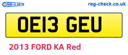 OE13GEU are the vehicle registration plates.