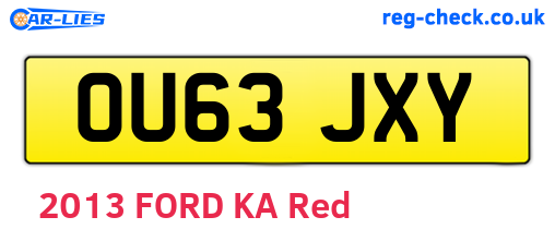 OU63JXY are the vehicle registration plates.