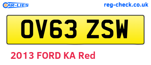 OV63ZSW are the vehicle registration plates.
