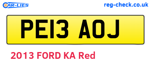 PE13AOJ are the vehicle registration plates.