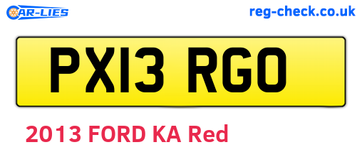 PX13RGO are the vehicle registration plates.