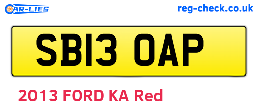 SB13OAP are the vehicle registration plates.