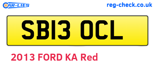 SB13OCL are the vehicle registration plates.