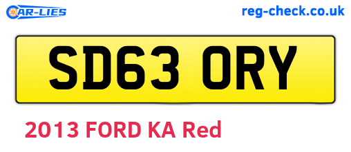 SD63ORY are the vehicle registration plates.