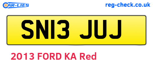 SN13JUJ are the vehicle registration plates.