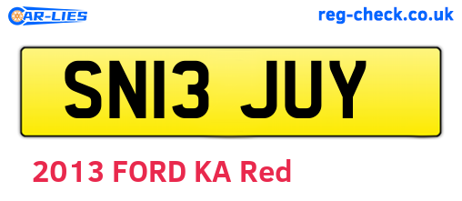 SN13JUY are the vehicle registration plates.
