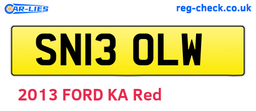 SN13OLW are the vehicle registration plates.