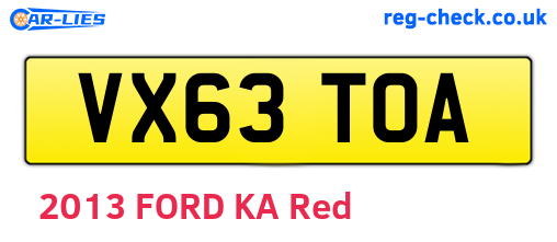 VX63TOA are the vehicle registration plates.