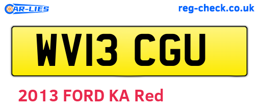 WV13CGU are the vehicle registration plates.