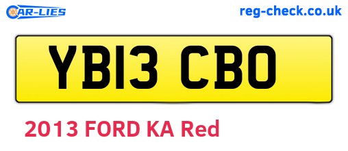 YB13CBO are the vehicle registration plates.