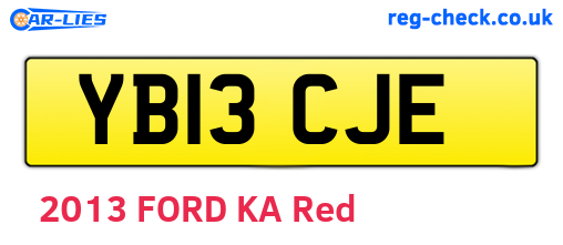 YB13CJE are the vehicle registration plates.