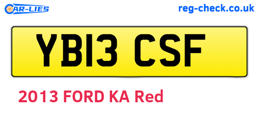 YB13CSF are the vehicle registration plates.